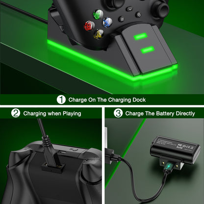 Xbox Charging Station with 2 X 3600Mwhrechargeable Battery Pack for Xbox Series X|S Controller