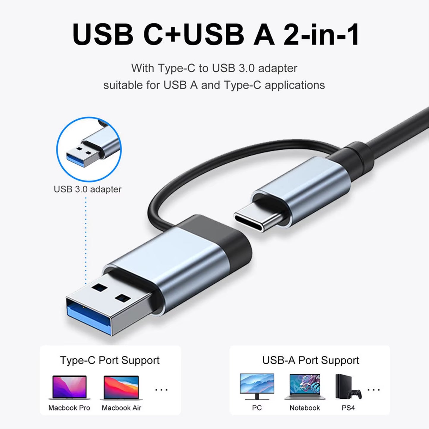 USB C Hub USB Hub 3.0, VIENON Aluminum 7 in 1 USB Extender, USB Splitter with 1 X USB 3.0, 4 X USB 2.0 and 2 X USB C Ports